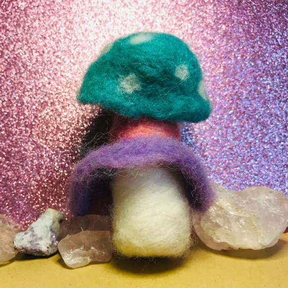 Handmade Needle Felted Soft Sculpture Mushroom Ornament - Picture 6 of 9